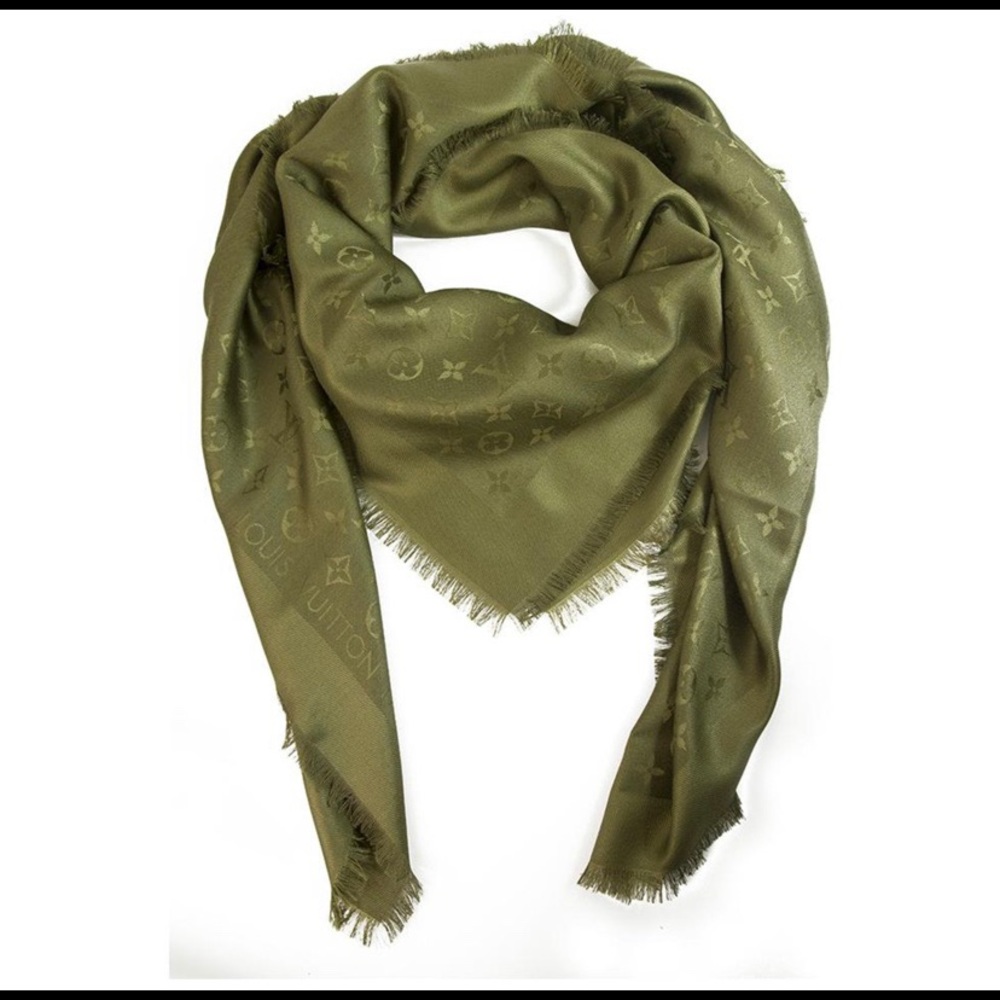 Louis Vuitton Olive Green Military Monogram Shawl